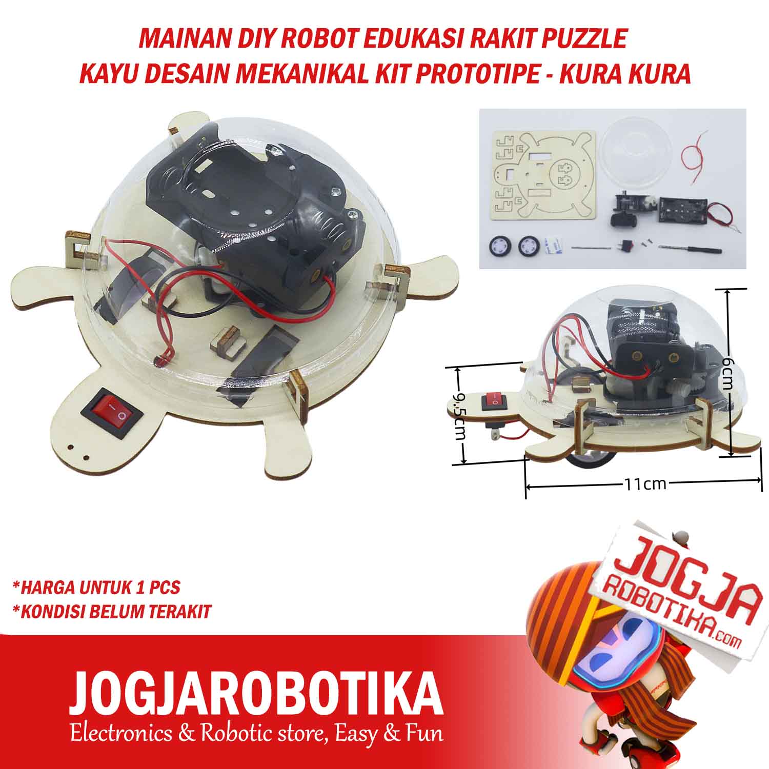 MAINAN DIY ROBOT EDUKASI RAKIT PUZZLE KAYU DESAIN MEKANIKAL KIT PROTOTIPE - KURA KURA