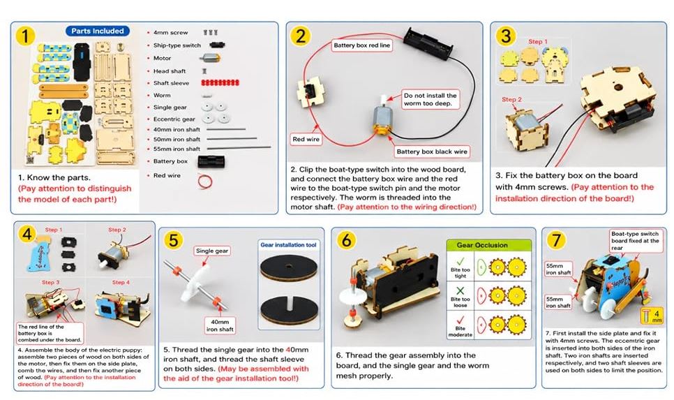 MAINAN DIY ROBOT EDUKASI RAKIT PUZZLE KAYU DESAIN MEKANIKAL KIT PROTOTIPE - PUPPY
