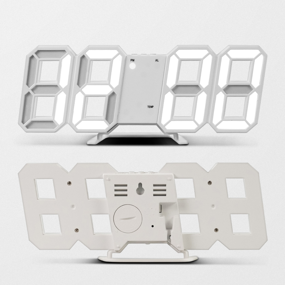 Jam Dinding Digital Jam Meja Desk Table Clock 3D TS-S60-W Support Alarm dan Suhu 23x9.5x4 Cm - Putih