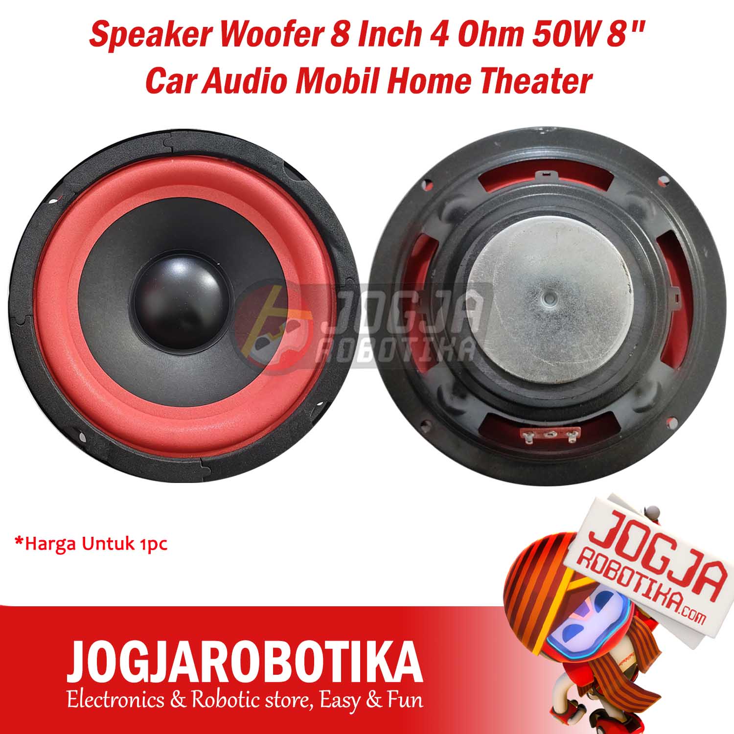 Speaker Woofer 8 Inch 4 Ohm 50W 8" Car Audio Mobil Home Theater