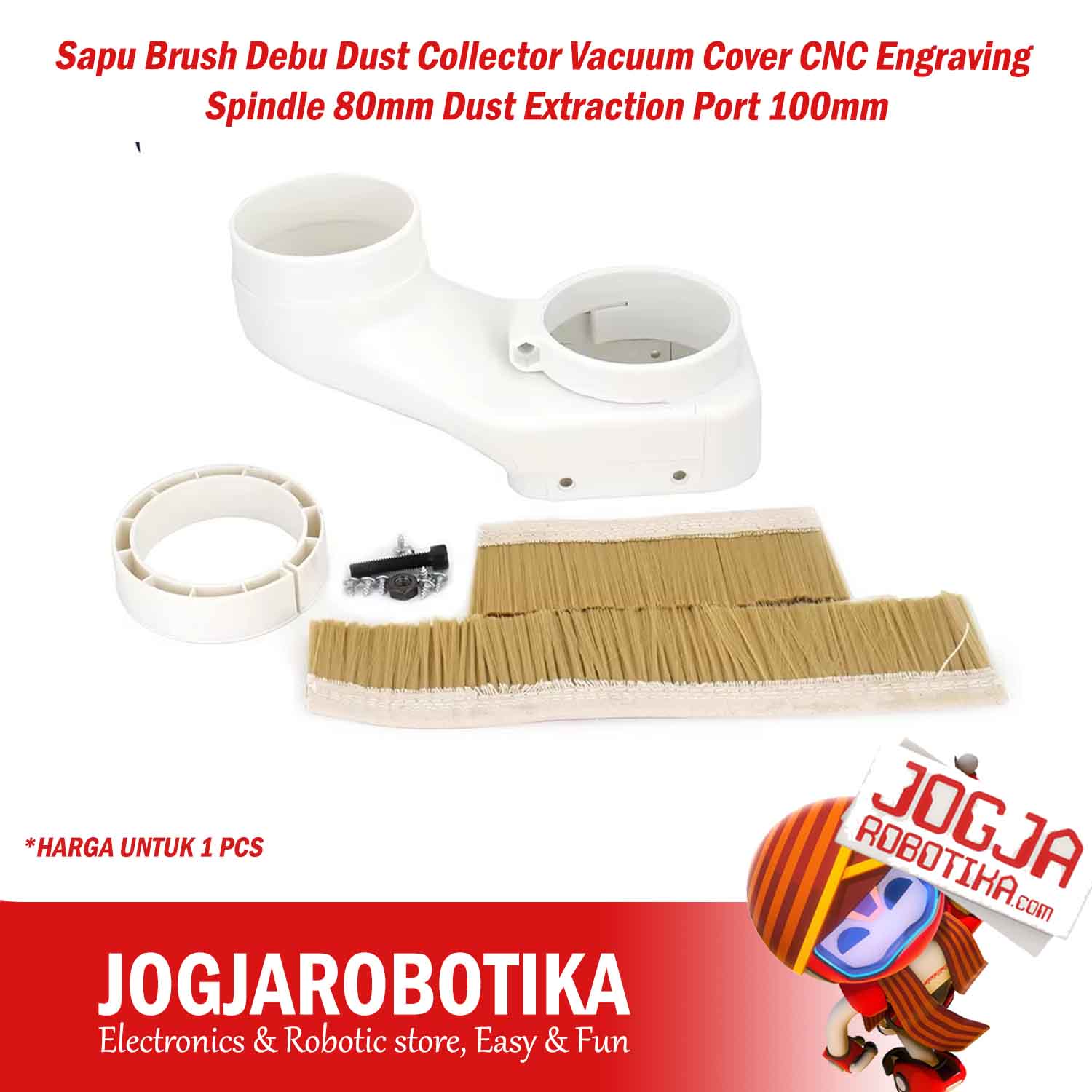 Sapu Brush Debu Dust Collector Vacuum Cover CNC Engraving Spindle 100mm or 80mm with O Ring Converter Dust Extraction Port 100mm
