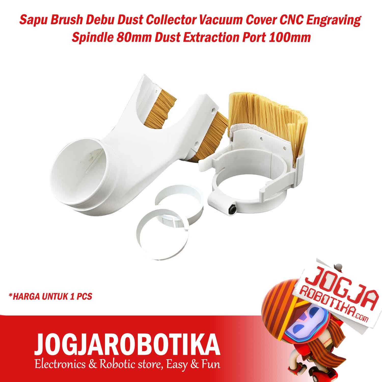 Sapu Brush Debu Dust Collector Vacuum Cover CNC Engraving Spindle 100mm or 80mm with O Ring Converter Dust Extraction Port 100mm