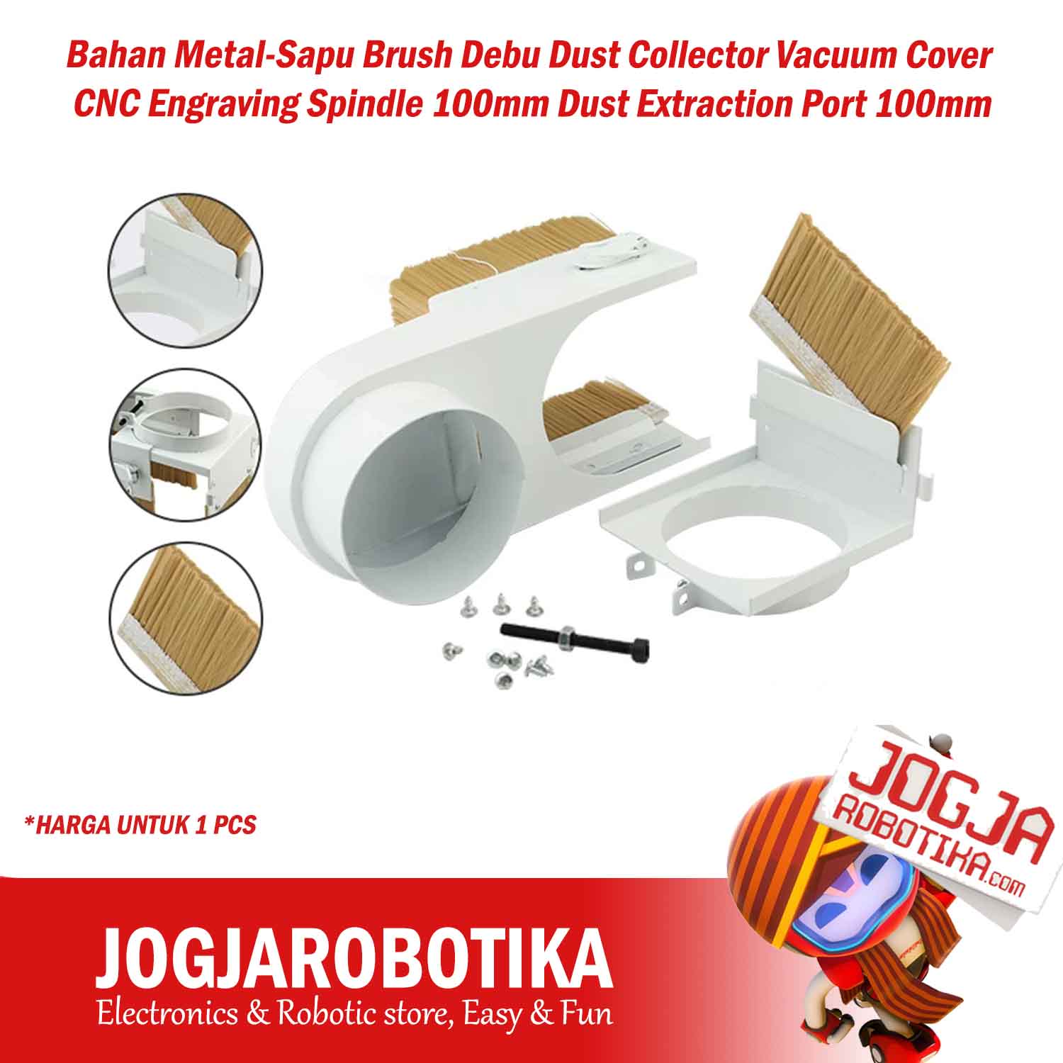Bahan Metal-Sapu Brush Debu Dust Collector Vacuum Cover CNC Engraving Spindle 100mm Dust Extraction Port 100mm