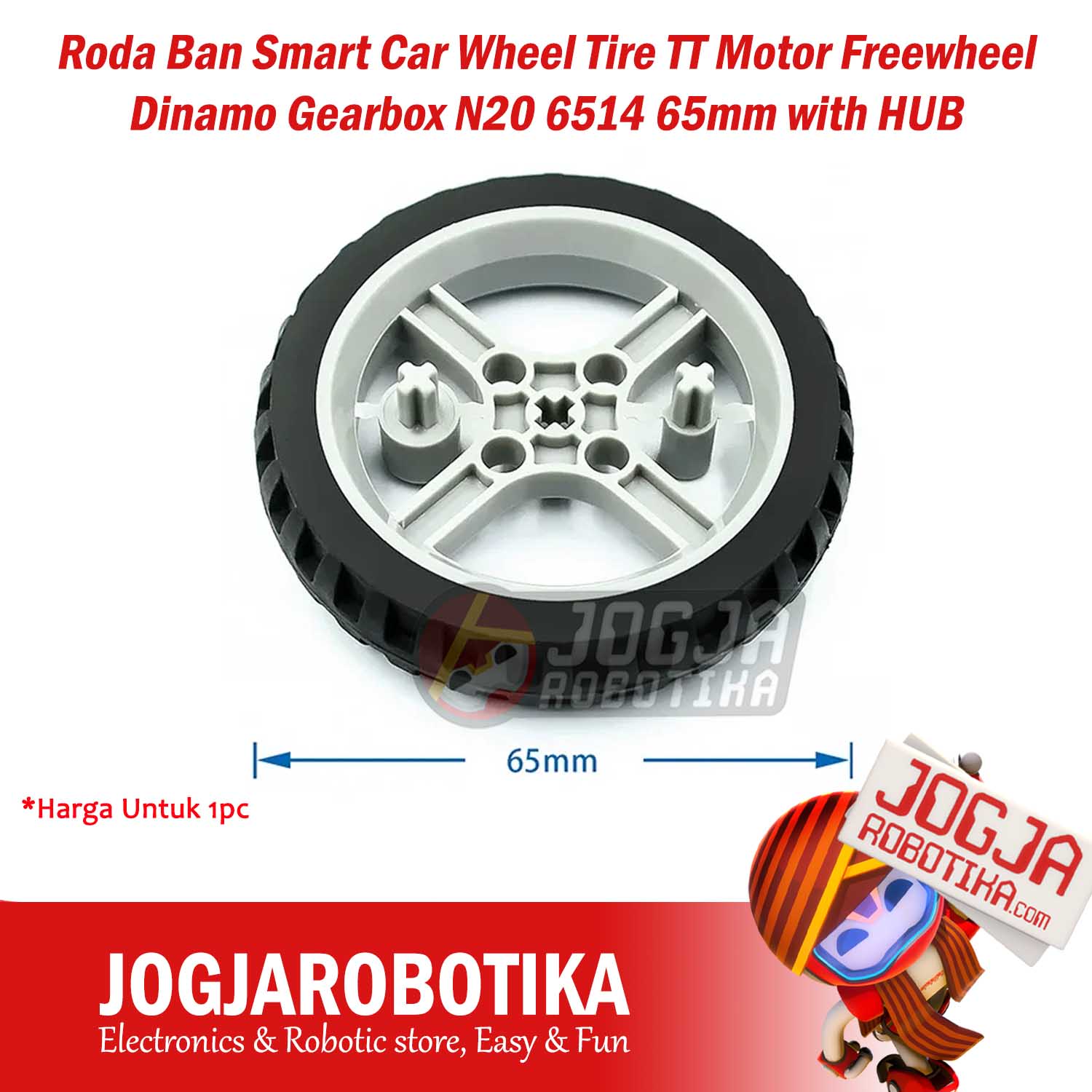 Roda Ban Smart Car Wheel Tire TT Motor Freewheel Dinamo Gearbox N20 6514 65mm with HUB