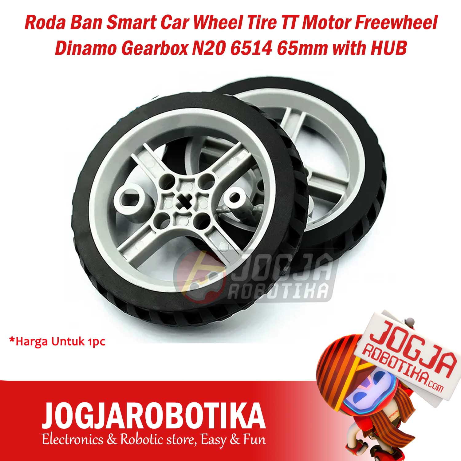 Roda Ban Smart Car Wheel Tire TT Motor Freewheel Dinamo Gearbox N20 6514 65mm with HUB