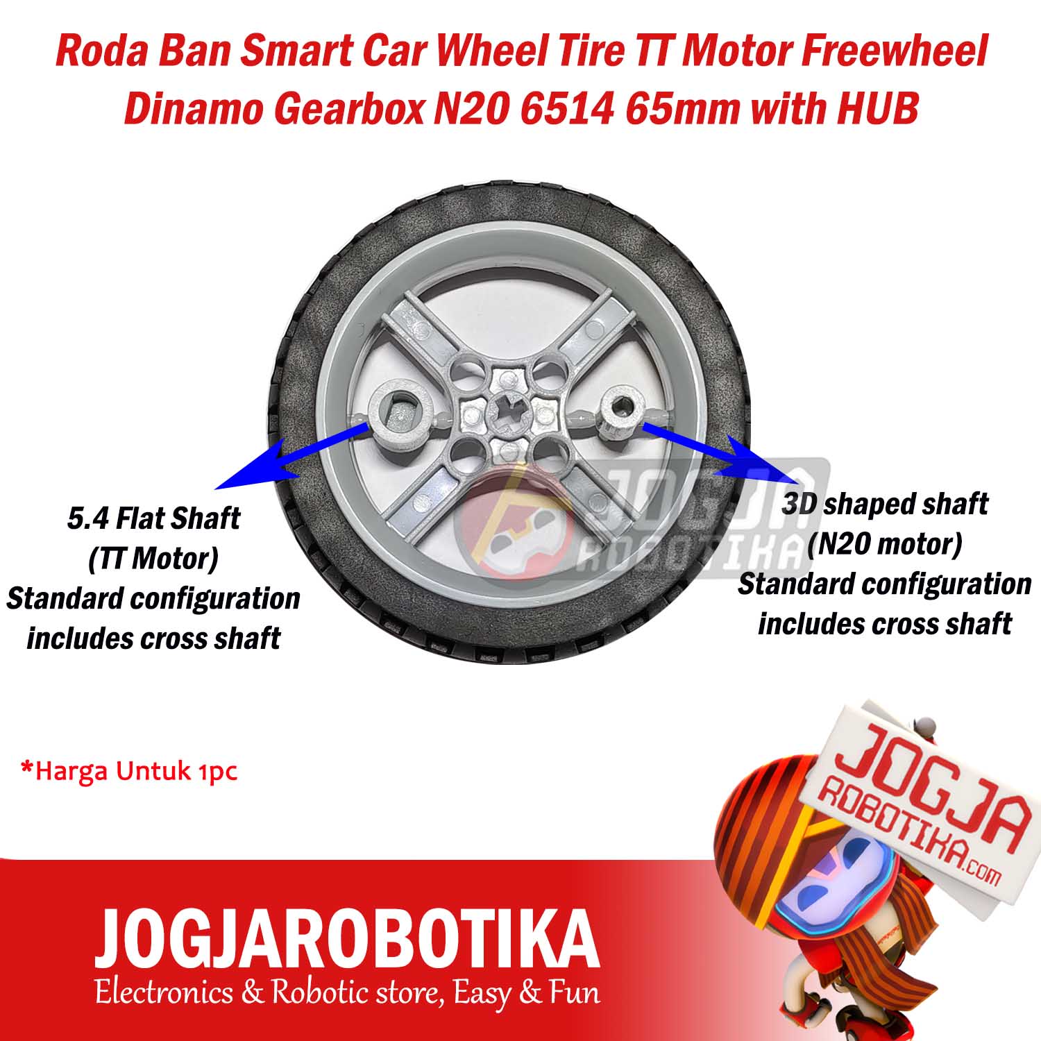 Roda Ban Smart Car Wheel Tire TT Motor Freewheel Dinamo Gearbox N20 6514 65mm with HUB