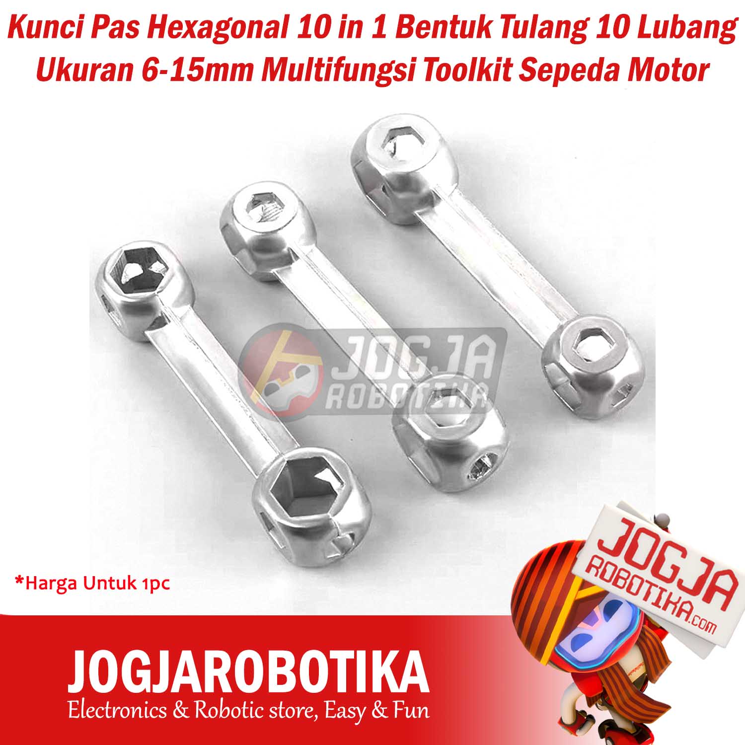 Kunci Pas Hexagonal 10 in 1 Bentuk Tulang 10 Lubang Ukuran 6-15mm Multifungsi Toolkit Sepeda Motor