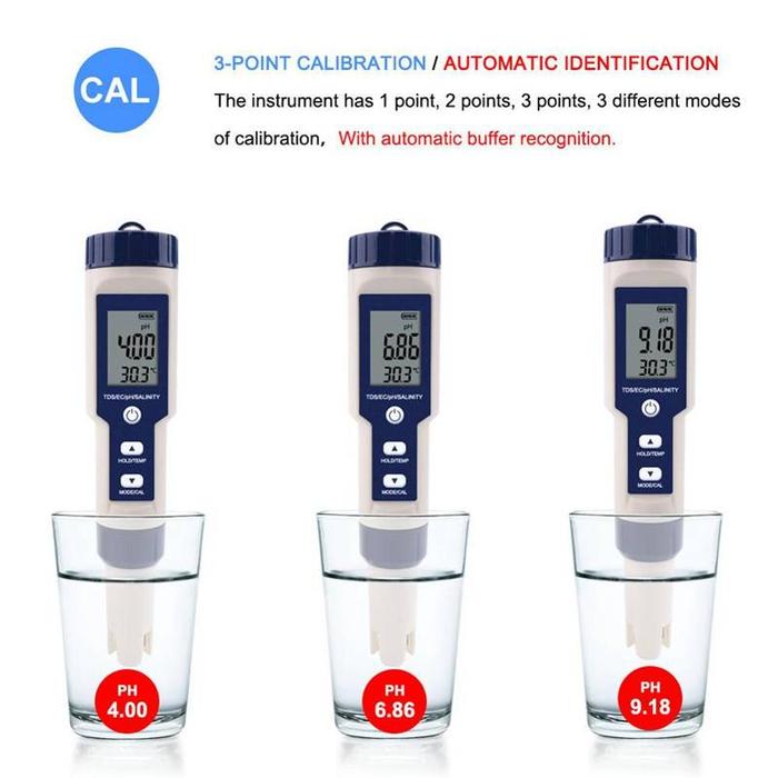 5 in 1 PPM TDS EC PH SALINITY TEMPERATURE Meter Digital Water Quality Tester EZ-9909