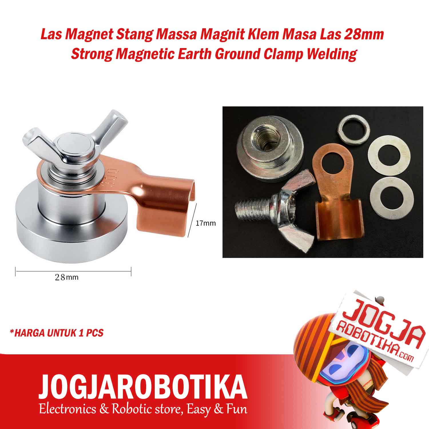 Las Magnet Stang Massa Magnit Klem Masa Las 28mm Strong Magnetic Earth Ground Clamp Welding