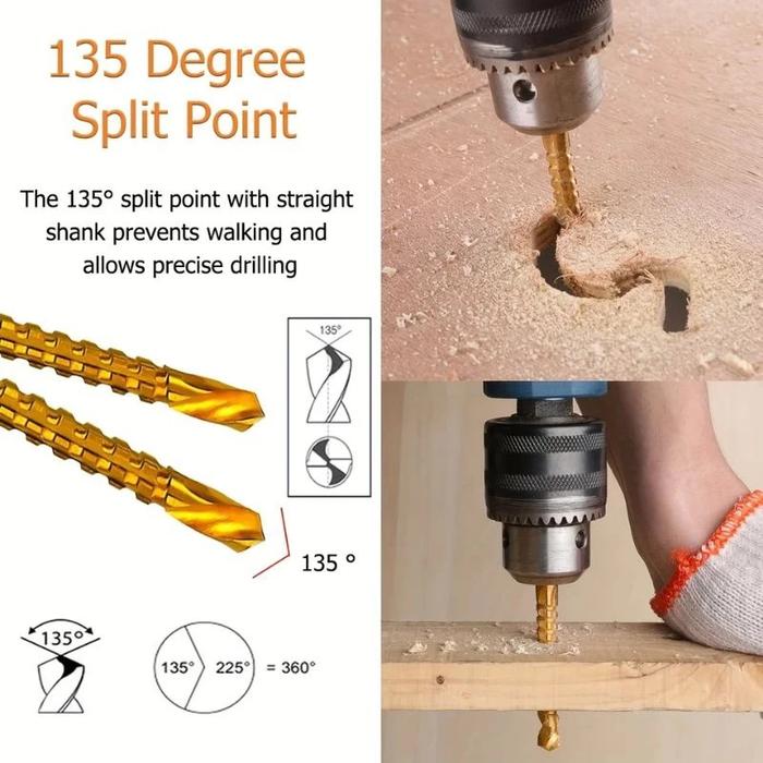 Mata Bor Gergaji Set 6 Pcs Power Cutting Hole Drill Saw HSS Steel Titanium Ulir Bergerigi 3-8mm