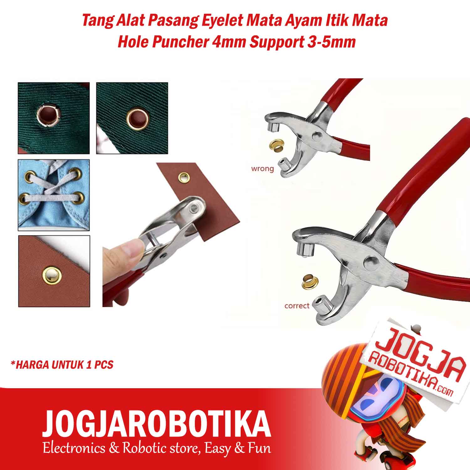 Tang Alat Pasang Eyelet Mata Ayam Itik Mata Hole Puncher 4mm Support 3-5mm