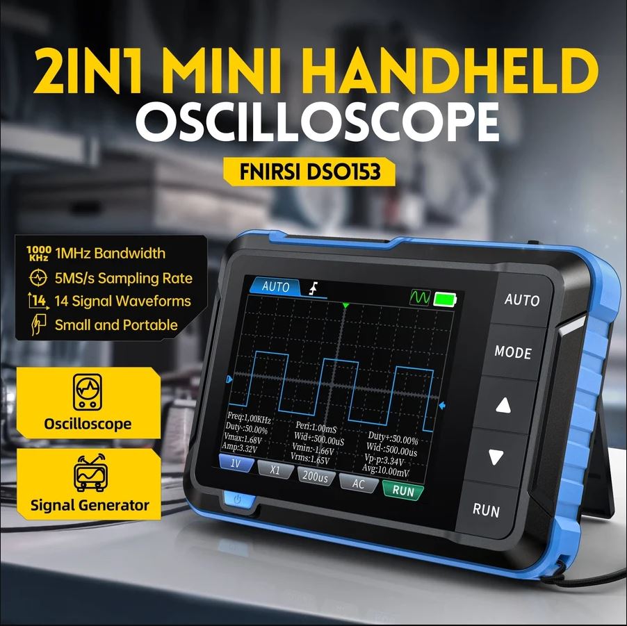 FNIRSI DSO-153 2-IN-1 Mini Pocket Handheld 1MHz 5MS/s Digital Oscilloscope Waveform Signal Generator DSO153