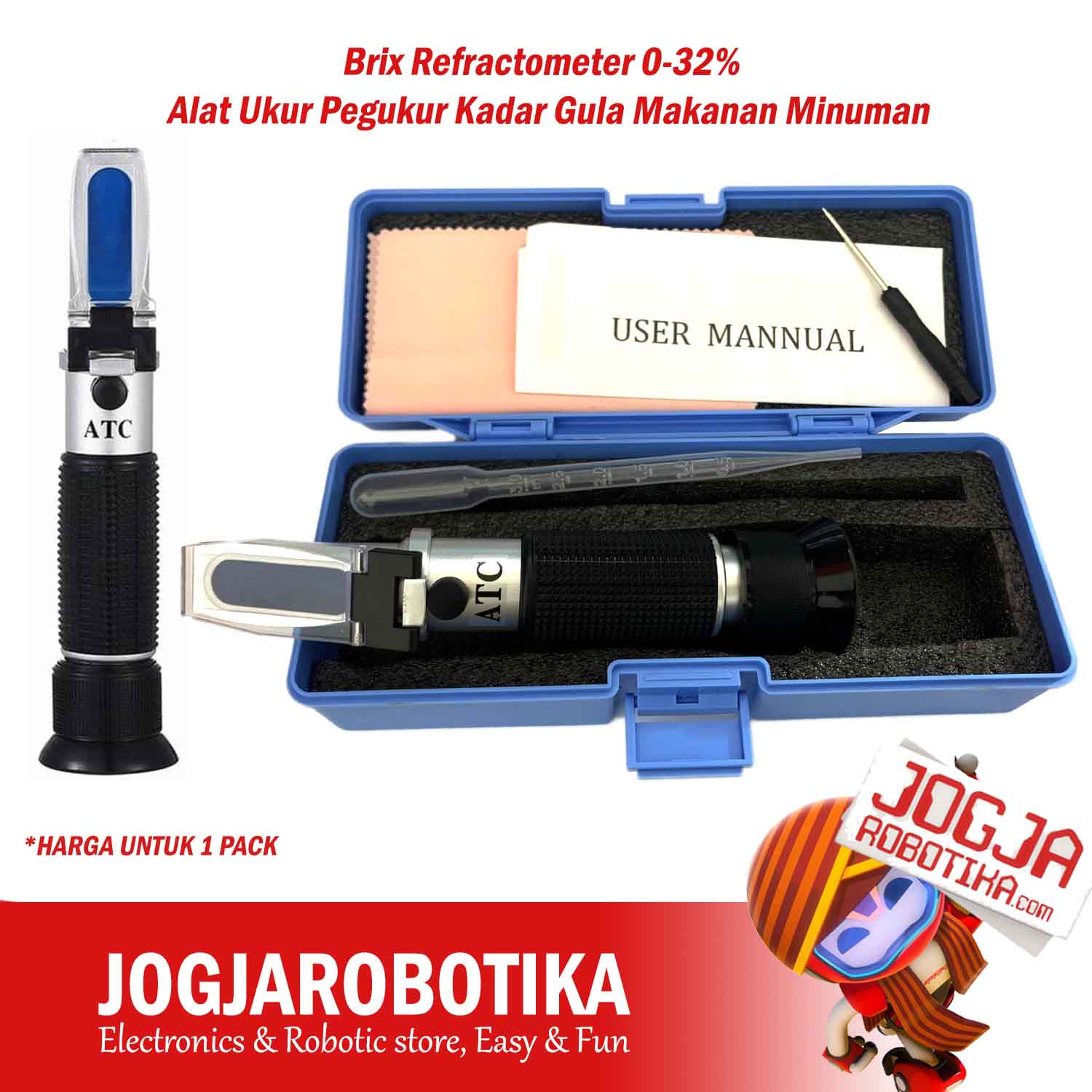 Brix Refractometer 0-32%  Alat Ukur Pegukur Kadar Gula Makanan Minuman