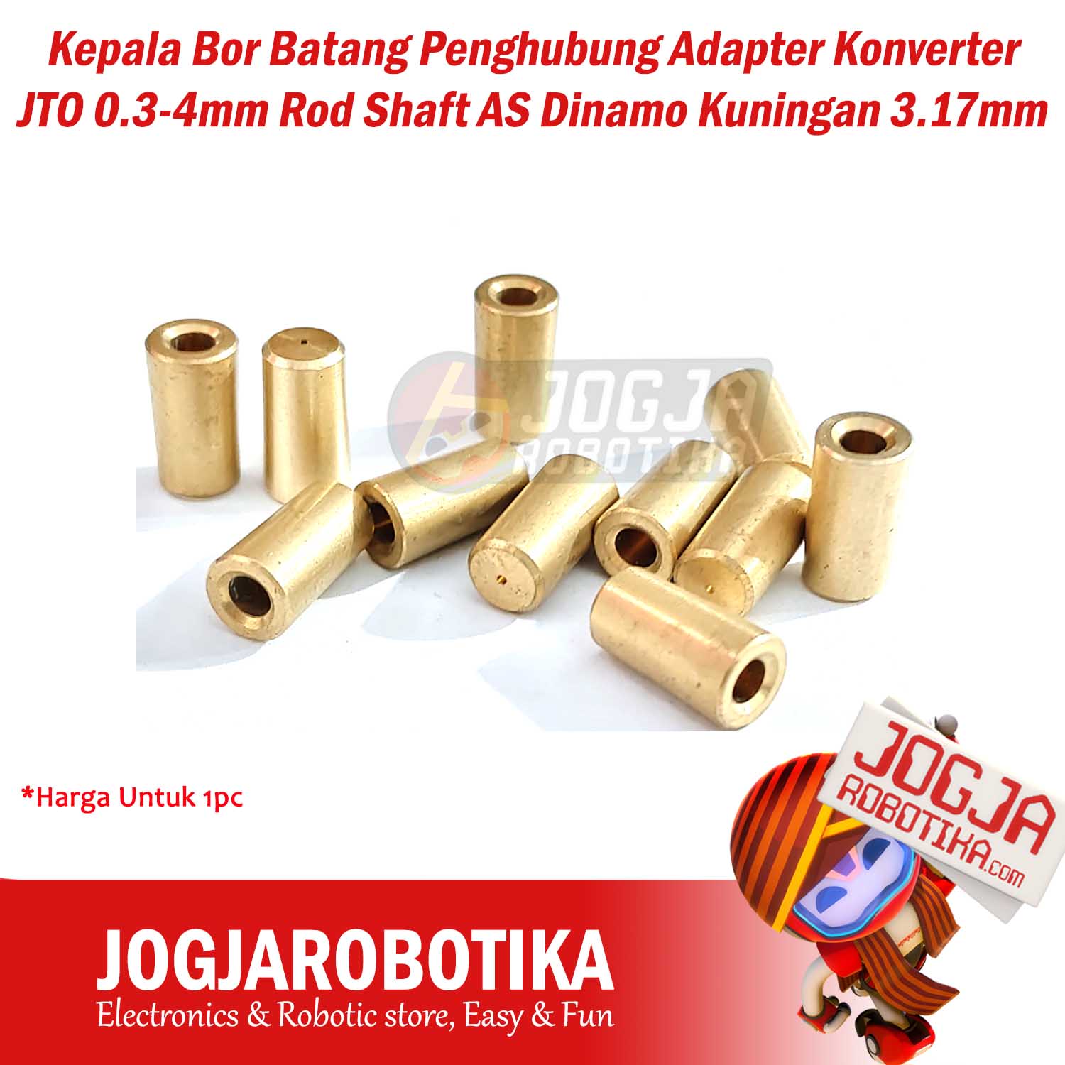 Kepala Bor Batang Penghubung Adapter Konverter JTO 0.3-4mm Drill Rod Shaft AS Dinamo Brass Chuck Kuningan 3.17mm