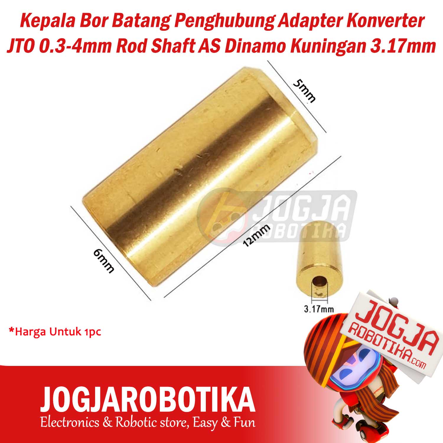 Kepala Bor Batang Penghubung Adapter Konverter JTO 0.3-4mm Drill Rod Shaft AS Dinamo Brass Chuck Kuningan 3.17mm