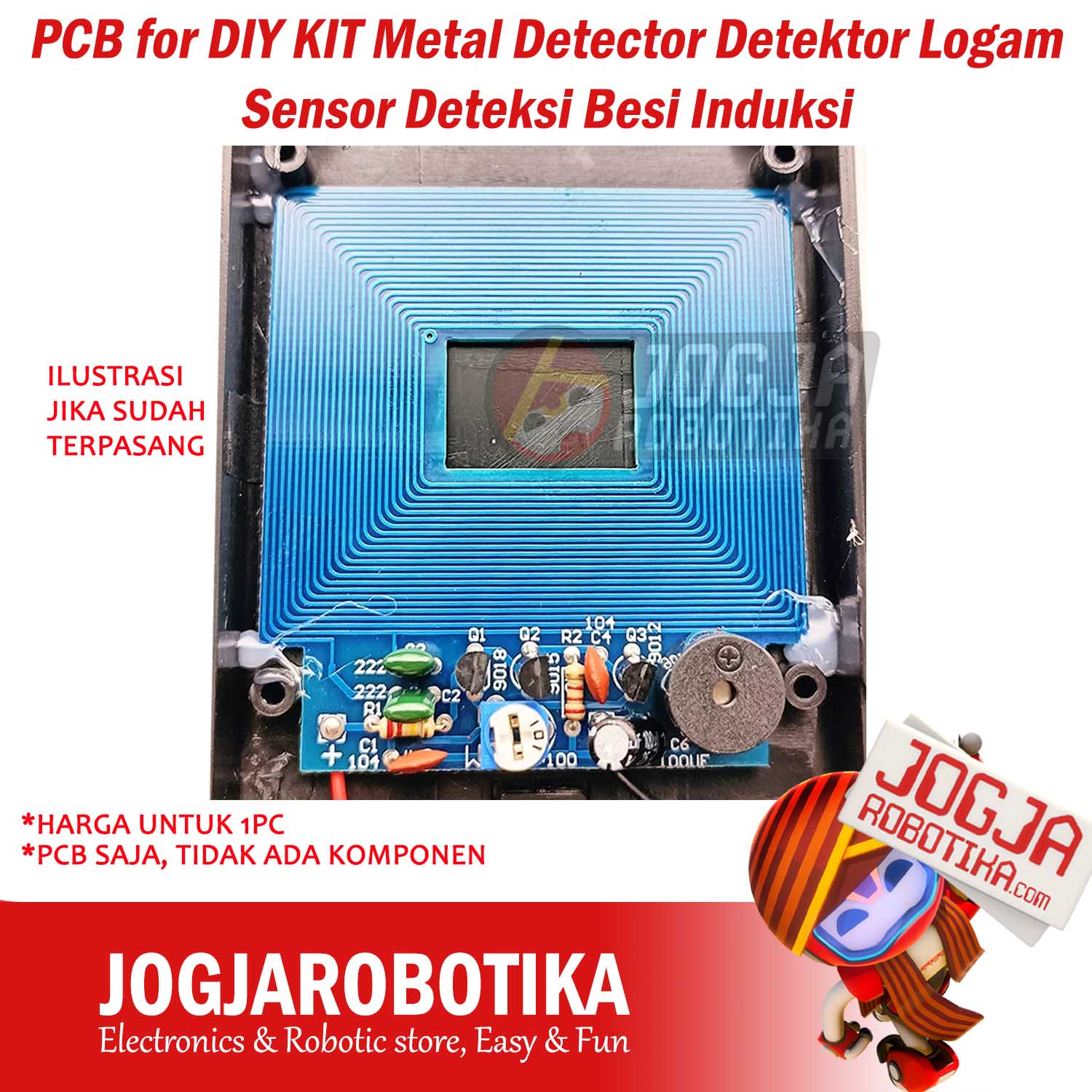 PCB for DIY KIT Metal Detector Detektor Logam Sensor Deteksi Besi Induksi