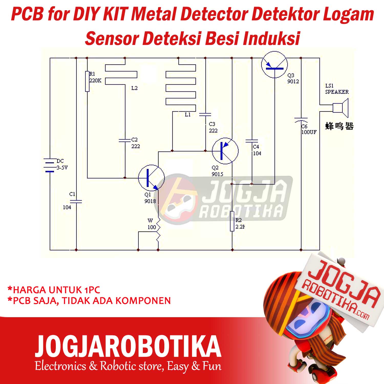 PCB for DIY KIT Metal Detector Detektor Logam Sensor Deteksi Besi Induksi